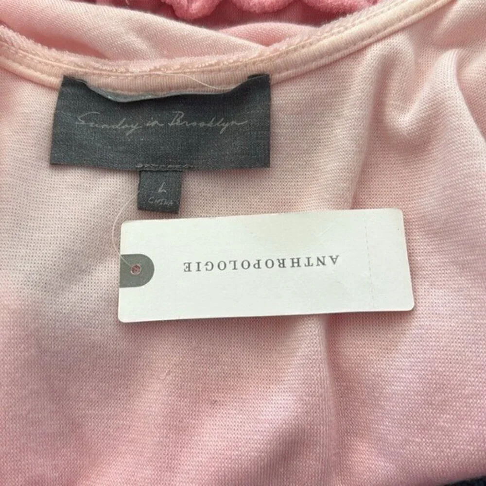ANTHROPOLOGIE Sunday In Brooklyn Scoop Neck Terry Cropped Top Size L NEW